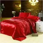 Silk Satin Duvet Quilt Doona Cover Set Sheet Set Red Bed Linen Queen King Sizes