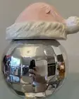 NEW 2024 Peppermint & Pine Disco Ball Cookie Jar w/Light Pink Santa Hat..RARE