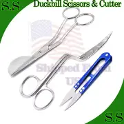 6" Double Bent Curved Machine Embroidery Duckbill Scissors with Thread Cutter