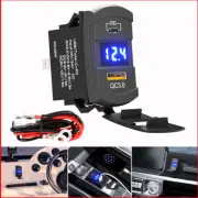 12V Charger Voltmeter Rocker Switch 36W USB/Type-C+PD Blue LED Boat Car Truck (for: Nissan)