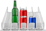 Self Sliding Soda Can Dispenser 3 Rows / 5 Rows Soda Can Organizer Adjustable Width Fridge Drink Dispenser Fridge Drink Organizer with Locking Beverage Organizer for Cabinet Countertop (5 Rows)