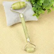 YANTALHKBHDAU Gua Sha Double Green Jade Roller Elliptical Massager Eye Neck Facial Slimming Face-Lift Beauty Health Care Tools (Color : White)