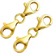 Double Lobster Clasp 14K Gold Plated 925 Sterling Silver Necklace Clasp Class...