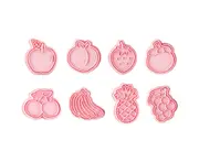 8Pcs/Set Cookie Cutter Cute Anti-deform PP Creative Fruit Shape Cookie Mold for Kitchen Pink