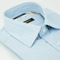 在飛比找momo購物網優惠-【金安德森】經典格紋繞領藍色寬紋窄版長袖襯衫-fast
