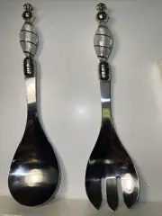 Miramar Glass Deco Collection Stainless Steel Fork And Spoon Set In Box