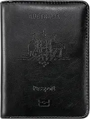 [ILIYAH] Passport Holder Compact RFID Passport Wallet Passport Protector Lightweight Leather Passport Covers with Card Slots Travel Holder(Black)