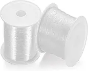 2 Roll 100m Crystal Clear Elastic Beading Threads，Stretchy Bead Cord String Clear Bracelet String for Bracelet, Beading, Jewelry Making (Transparent 0.5)