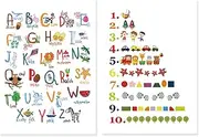 Letters Numbers Animal Posters Alphabet Nursery Canvas Paintings Wall Art Prints Pictures Bedroom Baby Room Decor poster 50x70cmX2PCS Frameless