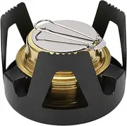 Mini Alcohol Stove, Portable Brass Spirit Burner Cooktop with Aluminium Stand and Extinguish Lid, Ultralight Windproof Camping Cookware for Outdoor Camping, Hiking, Picnic (Black)