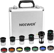 NEEWER 14PCS Telescope Eyepiece and Filters Kit, Telescope Accessories with (5)1.25 Plössl Telescope Eyepiece, (1)2X Barlow Lens, (6)Colored Filters, (1)Lunar Filter, Metal Protective Carrying Case