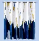 2pcs Navy Blue White Brown Abstract Grommet Black Out Window Curtains 42" X 84"