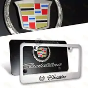 NEW 3D CADILLAC Stainless Steel License Plate Frame -2pcs Front & Back with Cap