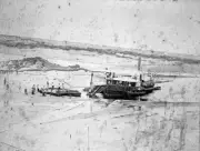 Lakes Entrance Victoria 1888 - The dredge 'Wombat' creating the en- Old Photo