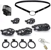 LABAITA SM Cage Ventilation Male Chastity, Silicone Cage Chastity Belt Man Extreme Set with 4 Cock Rings, Strap, Coding Card, Pennis Gun Testicle Rings SM Sex Toys For Men(Color:20x Card)
