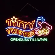Titty Twister Open Dusk Till Dawn Real Neon Light Sign Wall Artwork 24"x20"