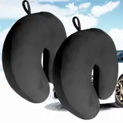 2 x Micro Bead U Shaped Travel Pillow Neck Head Support Airplane Cushion Black