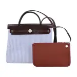 【HERMES 愛馬仕】HERBAG 31CM 帆布兩用包(AY錦葵紫/Z刻/銀釦)