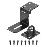 4 Inch Padlock Latch, Stainless Steel 90 Degree Barn Door Hasp Lock, Black