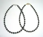 Lyn's Jewelry Black Onyx and Hematite Anklet Silver or Gold