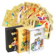 TCG Vmax GX Charizard Rare 55 Pokemon Cards Metal Gifts Xmas Gold Metallic Pack