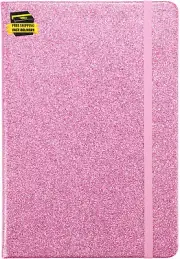 Pink Glitter Notebook, 8.4"X 5.7", 200 Lined Pages, No Peeling Sparkle Journal f