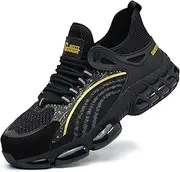 [Generic] Steel Toe Shoes Men Lightweight Work Shoes Safety Industrial Sneakers Comfort with Air Cushion