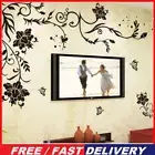 Flower Vine Removable Black Butterfly Wall Stickers Wall Decals Art Decor