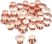 uxcell 30Pcs Metal Locking Pin Backs, Pin Keepers Locking Clasp Flat Head Clamp Needle Back Lock for DIY Brooch Crafts Badges Enamel Lapel, Rose Gold
