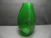 Geometric Faceted Gem Shaped Green Blown Art Glas Vase 12" Tall