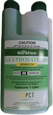 Surefire Glyphosate 360 Herbicide Weed Killer 1 Litre, Clear