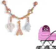 Zasjon Pram Chain Wooden Baby Pram Chain, Pram Toy Girls Boys, Pram Accessories Pram Chain for Babies and Toddlers from 0+ Months