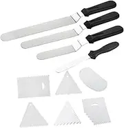 Zerodeko Upgrade Your Baking Kit: 10-pc Stainless Steel Cake Spatula Icing Smoother Set Smooth Easy to Clean