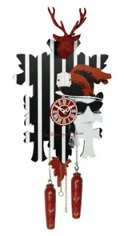 Quartz Cuckoo Clock with ornament of fabric 5 leaves, head of .. TU G3006 QM NEW