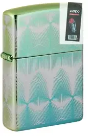 Zippo 49813 Pattern Design High Polish Teal Windproof Lighter + FLINT PACK