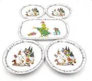 Williams Sonoma Dr. Seuss The Grinch Salad Plates & Cookie Platter Set of 5 NEW