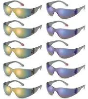 10 Pair/Pack Box Gateway Starlite Red and Blue Mirror Safety Glasses Sun Z87+