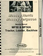Massey Ferguson MF50, MF50A Tractor, Loader Backhoe Service manual p/c