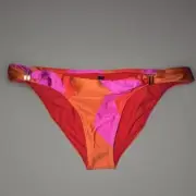 Vix Paula Hermanny Artsy Bia Tube Bikini Bottoms Sz M Low Cut Pink Orange Gold
