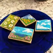 Gluten Free Sugar Cookies w Royal Icing - Studio Ghibli Insp Lanscapes HOMEMADE