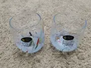 2 Italian Murano Confetti Multicolor Stemless Crystal Wine Glasses Tumblers