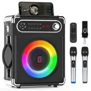 Bluetooth Speaker with Two Wireless Microphones, Outdoor Speaker with Subwoof...