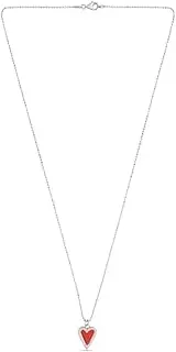 [JewelryWeb] 925 Sterling Silver Red Enamel Love Heart Necklace Bead Chain With Lobster Clasp 1.4mm Chain width 61 Centimeters Chain-Necklace for Women and Men