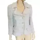 New St John Mocha / White Knit Jacket Wool Rayon blend Pearl Buttons