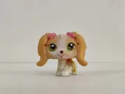 Littlest Pet Shop Toy Yellow Spaniel Cocker Dog Pink Bow Collection LPS Figure