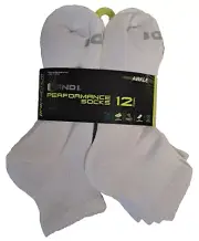 AND1 White Sock 12 Pair ProPlatinum Ankle Socks Arch Compression Men Quarter Cut