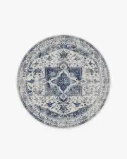 185' Round | Machine Washable Runner Rug | Kid & Pet Friendly | Indoor Rug | Kira Delft Blue Rug | Ruggable