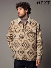 Stone Borg Lined Pattern Shacket (B16474) | $70