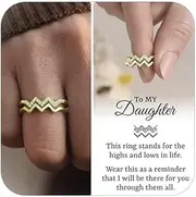[Harry and Henry] Mothers Day Gifts To My Daughter Ring Gifts Highs and Lows Ring Zircon Double Wave Rings Mother Daughter Rings Birthday Gifts for Teen Girls Trendy Stuff