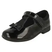 Girls Clarks Patent Leather School Shoes, Rip Tape Strap Fastening: Scala Hope